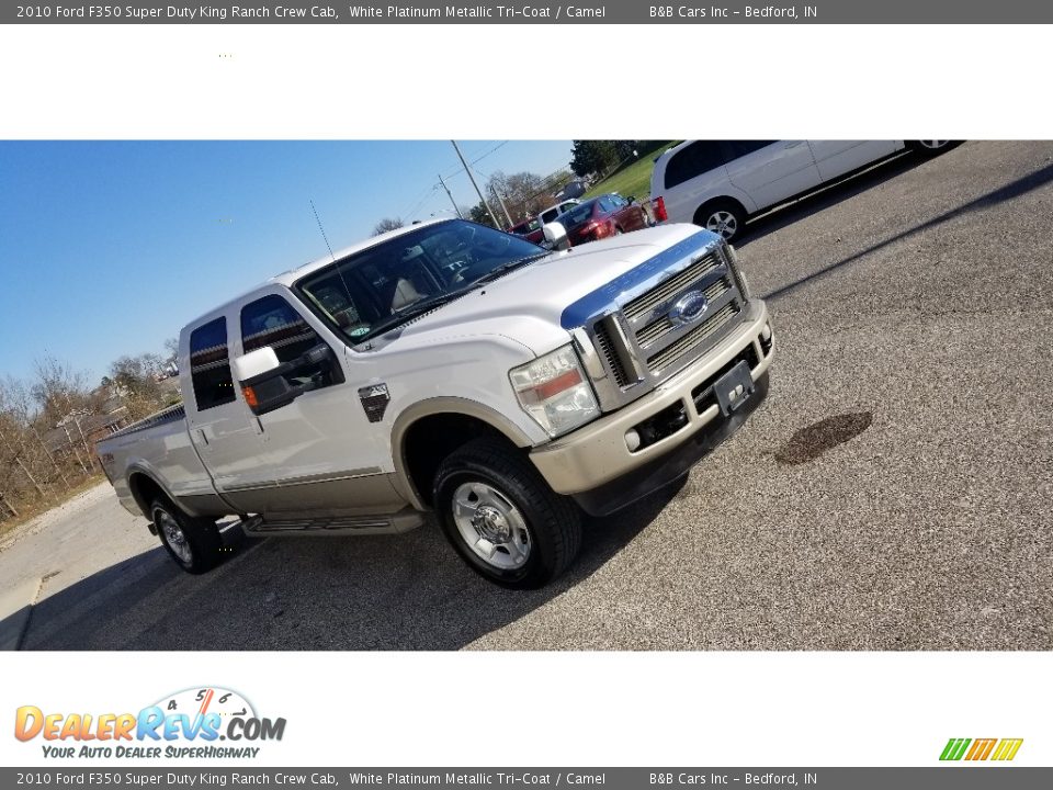 2010 Ford F350 Super Duty King Ranch Crew Cab White Platinum Metallic Tri-Coat / Camel Photo #8