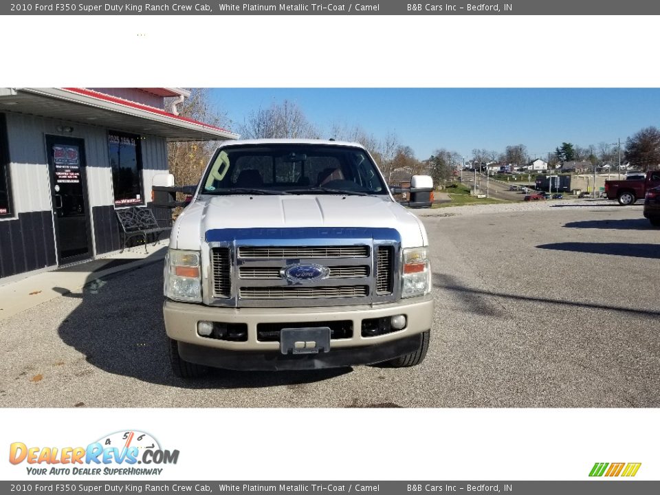 2010 Ford F350 Super Duty King Ranch Crew Cab White Platinum Metallic Tri-Coat / Camel Photo #9