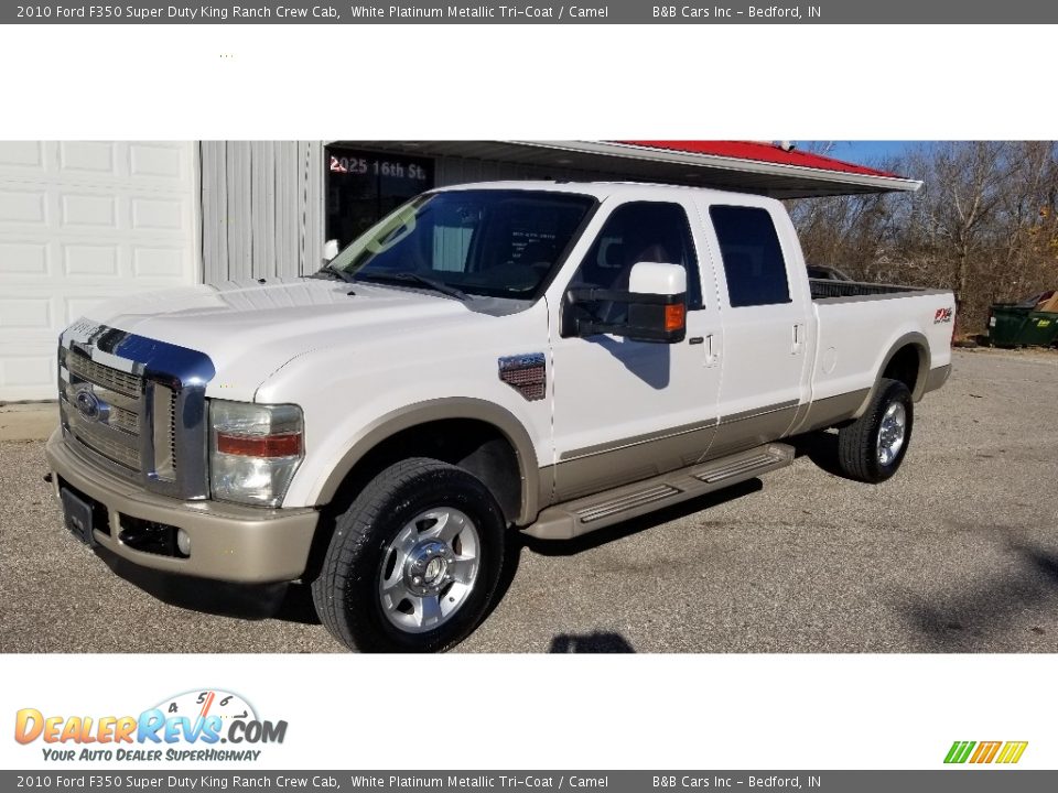 2010 Ford F350 Super Duty King Ranch Crew Cab White Platinum Metallic Tri-Coat / Camel Photo #22