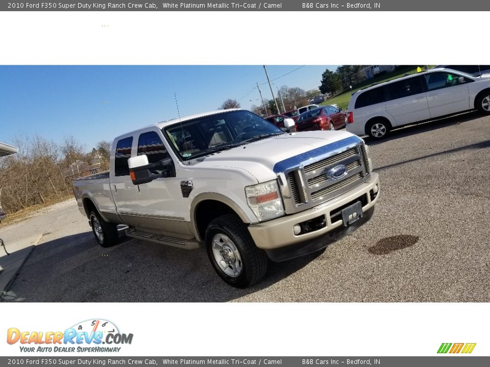 2010 Ford F350 Super Duty King Ranch Crew Cab White Platinum Metallic Tri-Coat / Camel Photo #23