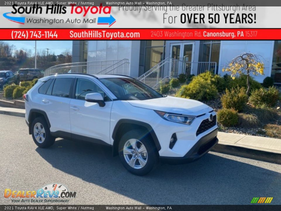 2021 Toyota RAV4 XLE AWD Super White / Nutmeg Photo #1