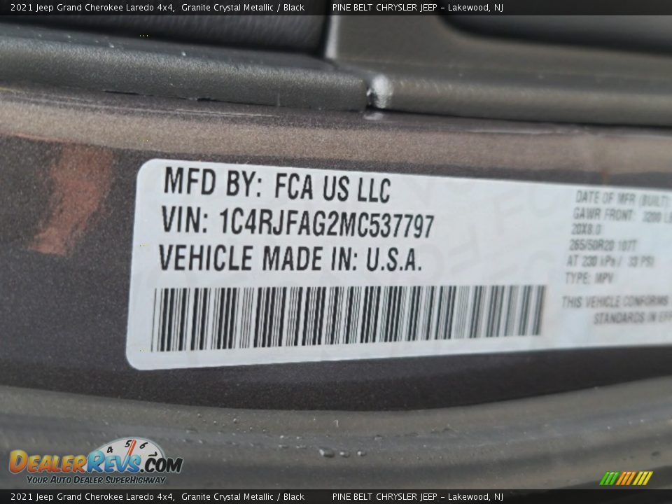 2021 Jeep Grand Cherokee Laredo 4x4 Granite Crystal Metallic / Black Photo #14
