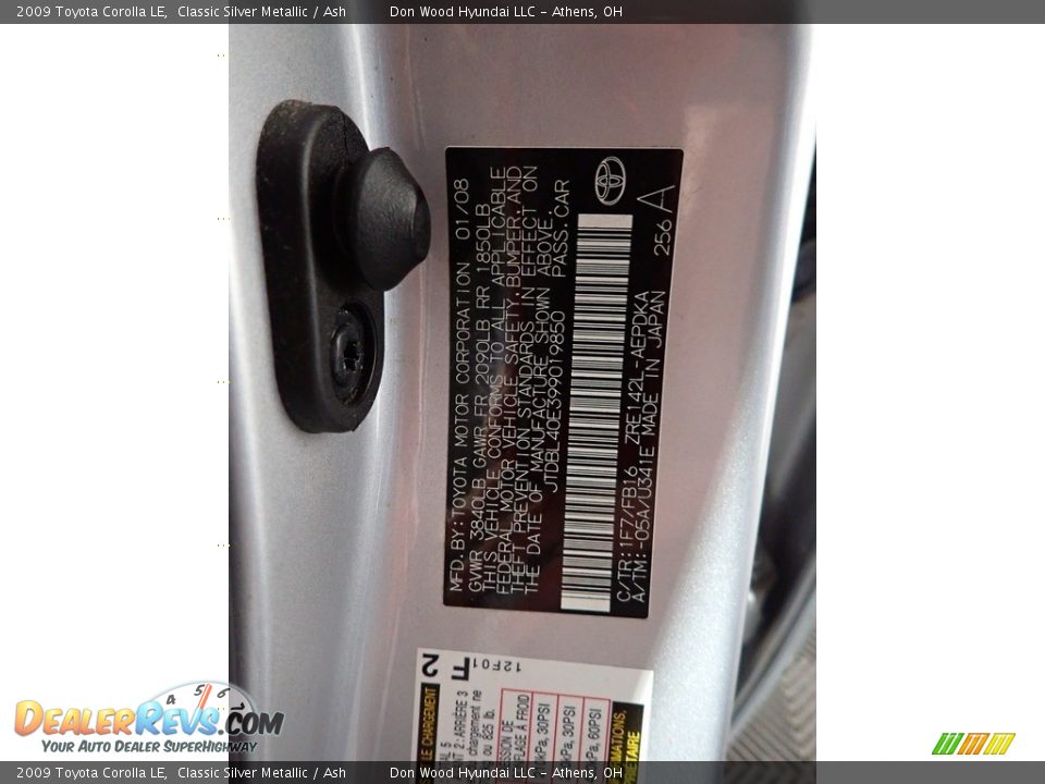 2009 Toyota Corolla LE Classic Silver Metallic / Ash Photo #31