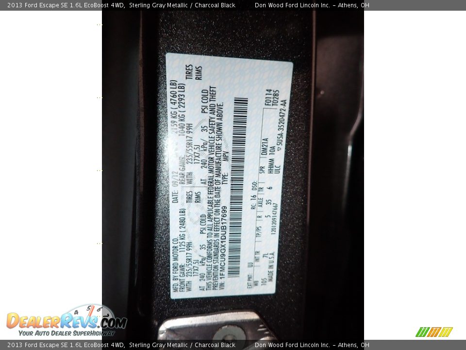2013 Ford Escape SE 1.6L EcoBoost 4WD Sterling Gray Metallic / Charcoal Black Photo #31
