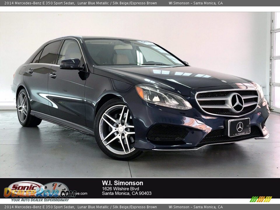 2014 Mercedes-Benz E 350 Sport Sedan Lunar Blue Metallic / Silk Beige/Espresso Brown Photo #1