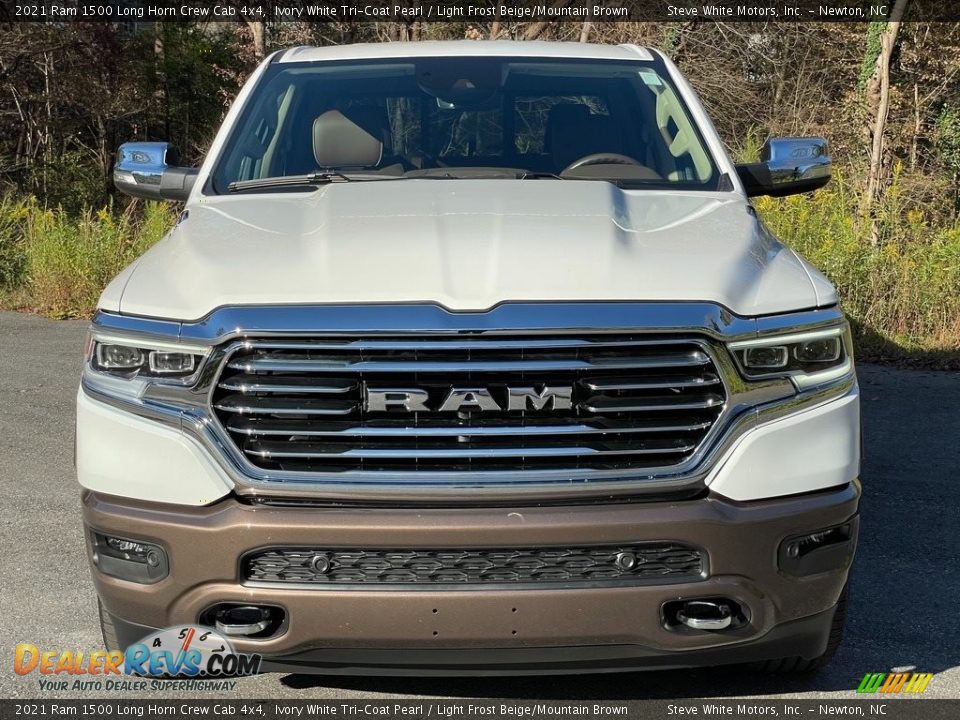 2021 Ram 1500 Long Horn Crew Cab 4x4 Ivory White Tri-Coat Pearl / Light Frost Beige/Mountain Brown Photo #4