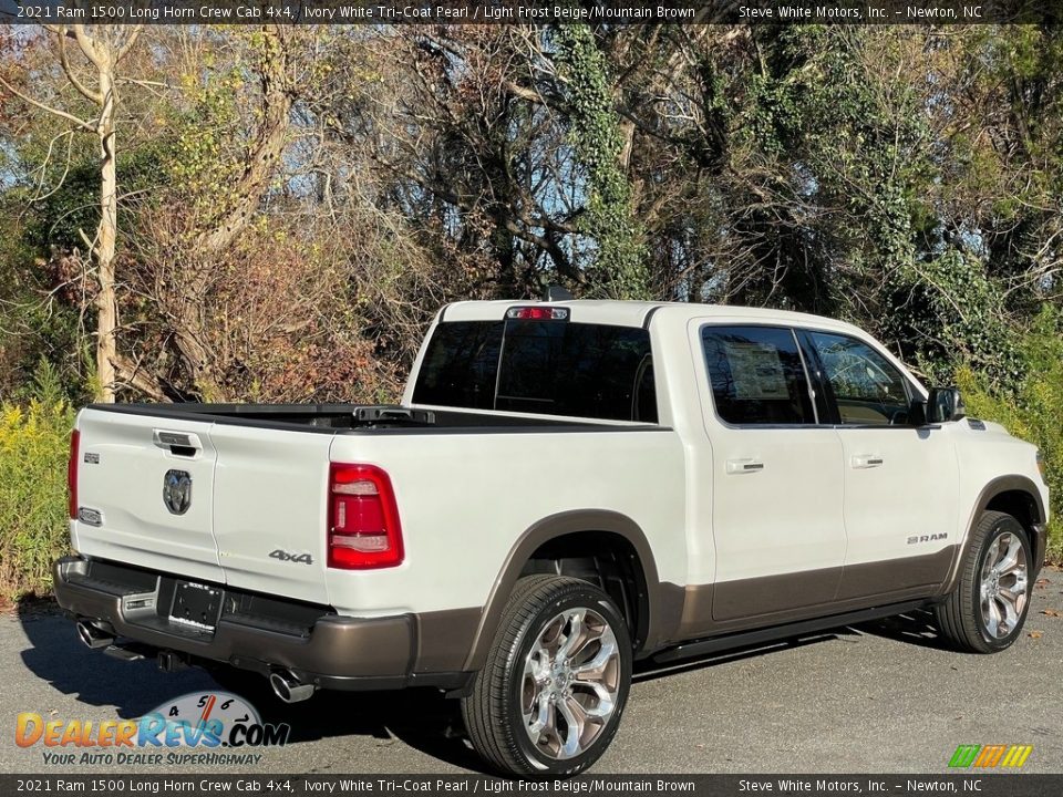 2021 Ram 1500 Long Horn Crew Cab 4x4 Ivory White Tri-Coat Pearl / Light Frost Beige/Mountain Brown Photo #7