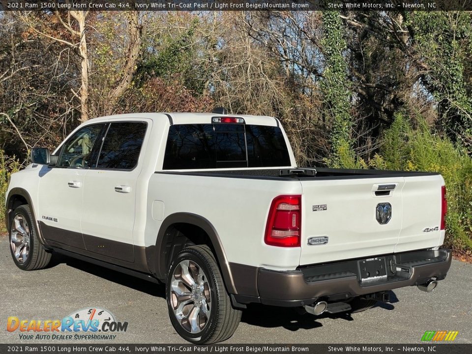 2021 Ram 1500 Long Horn Crew Cab 4x4 Ivory White Tri-Coat Pearl / Light Frost Beige/Mountain Brown Photo #12