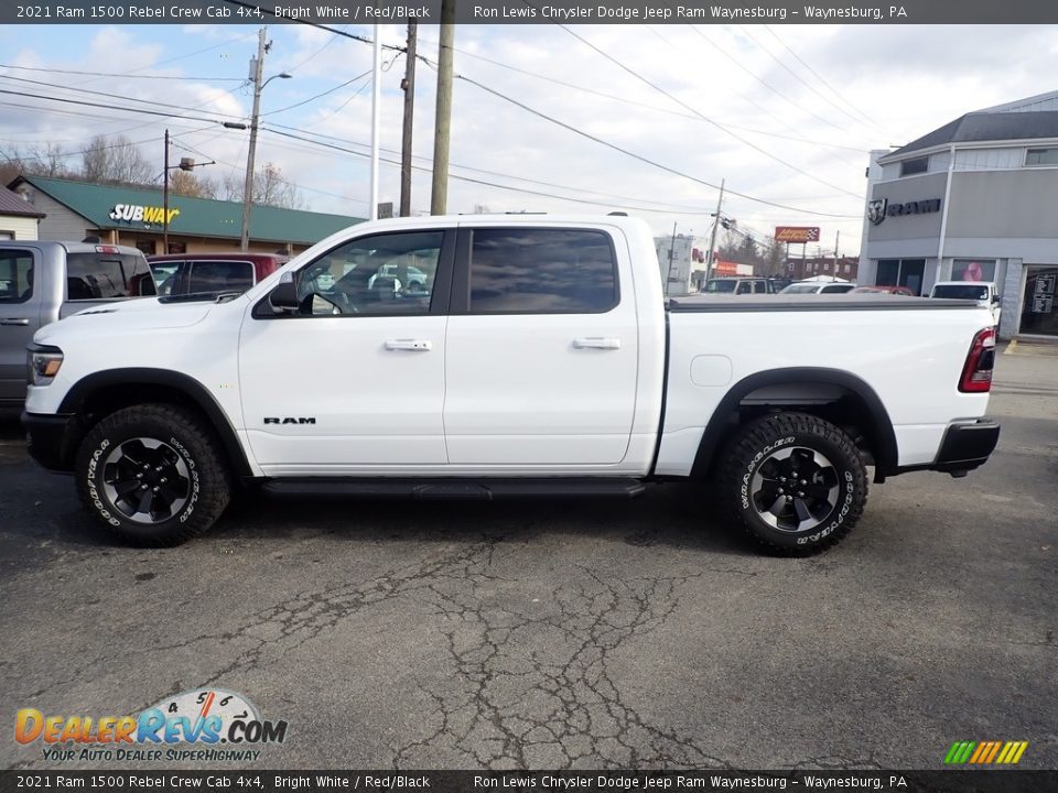 2021 Ram 1500 Rebel Crew Cab 4x4 Bright White / Red/Black Photo #3