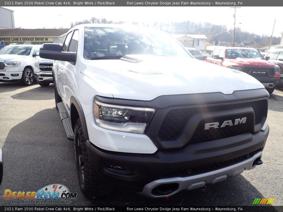 2021 Ram 1500 Rebel Crew Cab 4x4 Bright White / Red/Black Photo #7