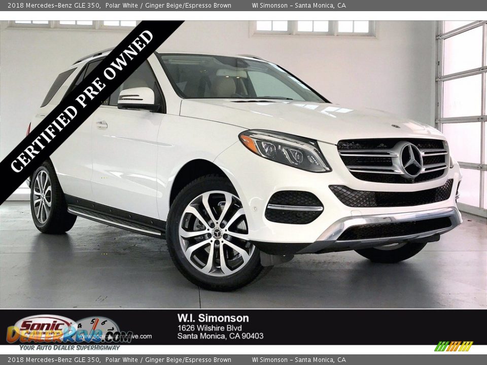 2018 Mercedes-Benz GLE 350 Polar White / Ginger Beige/Espresso Brown Photo #1