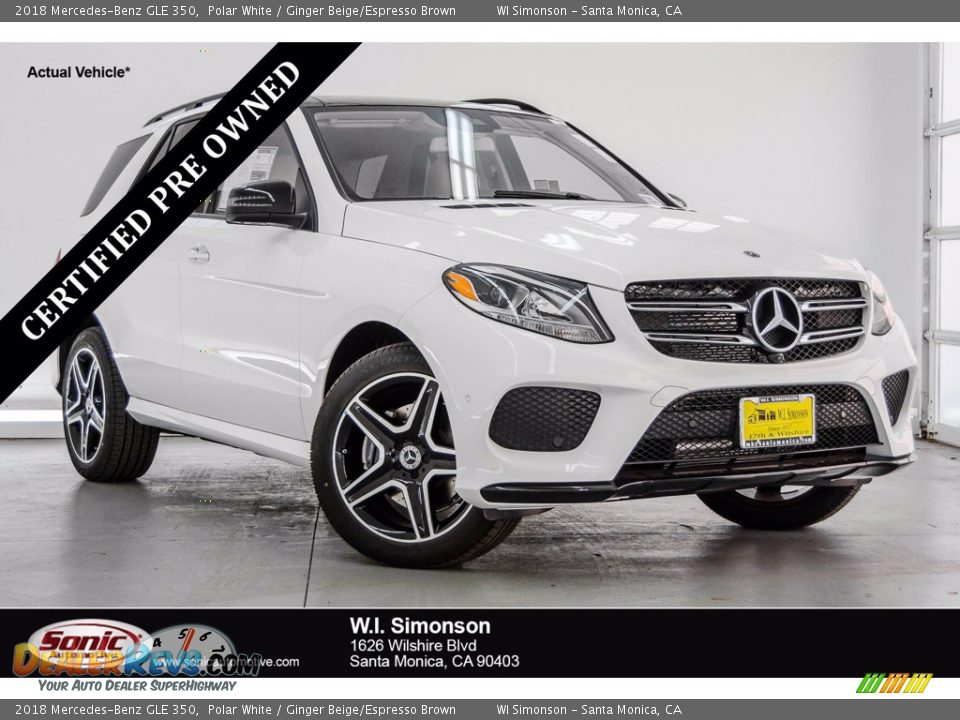 2018 Mercedes-Benz GLE 350 Polar White / Ginger Beige/Espresso Brown Photo #1