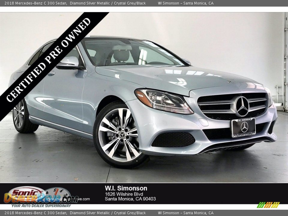 2018 Mercedes-Benz C 300 Sedan Diamond Silver Metallic / Crystal Grey/Black Photo #1