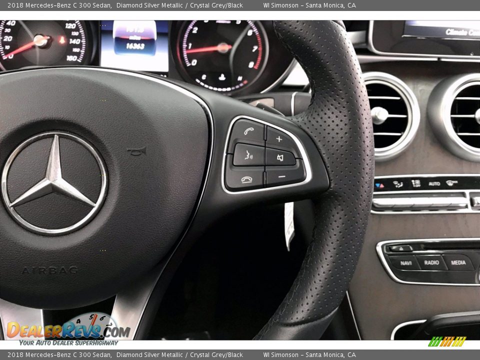2018 Mercedes-Benz C 300 Sedan Diamond Silver Metallic / Crystal Grey/Black Photo #22