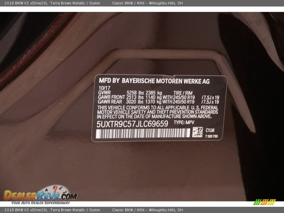2018 BMW X3 xDrive30i Terra Brown Metallic / Oyster Photo #26