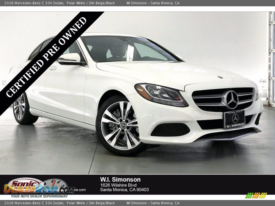 2018 Mercedes-Benz C 300 Sedan Polar White / Silk Beige/Black Photo #1