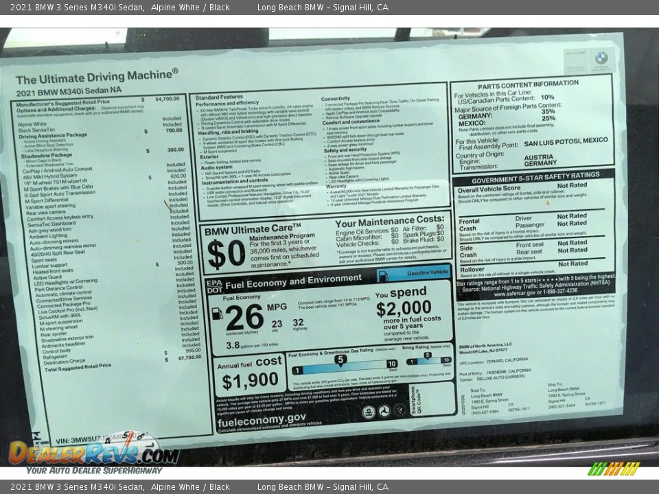 2021 BMW 3 Series M340i Sedan Alpine White / Black Photo #17