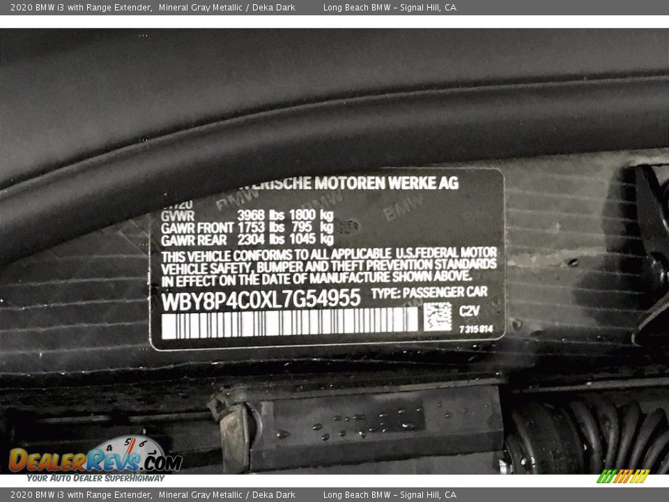 2020 BMW i3 with Range Extender Mineral Gray Metallic / Deka Dark Photo #17