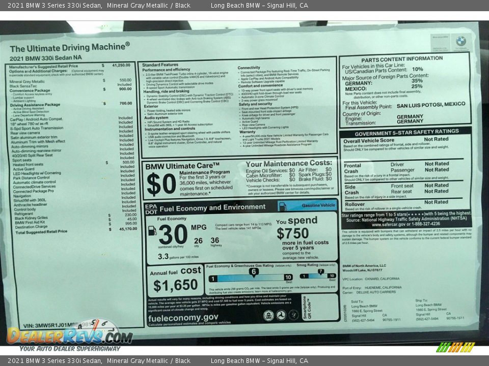 2021 BMW 3 Series 330i Sedan Mineral Gray Metallic / Black Photo #17