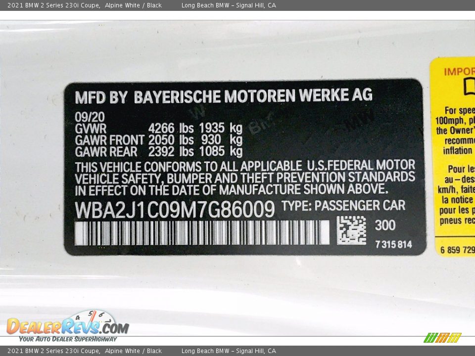2021 BMW 2 Series 230i Coupe Alpine White / Black Photo #18