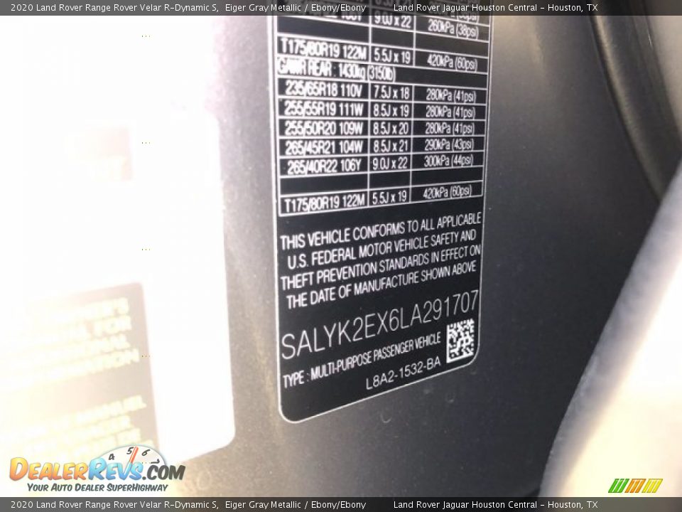 2020 Land Rover Range Rover Velar R-Dynamic S Eiger Gray Metallic / Ebony/Ebony Photo #31