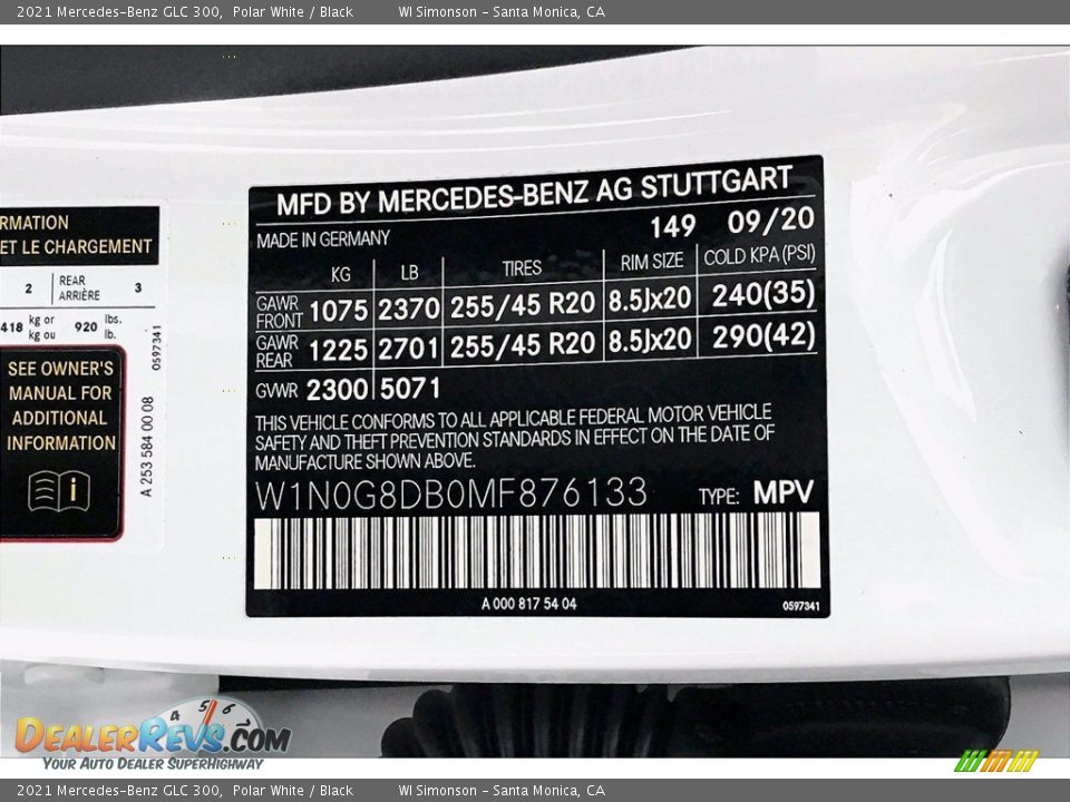 2021 Mercedes-Benz GLC 300 Polar White / Black Photo #11