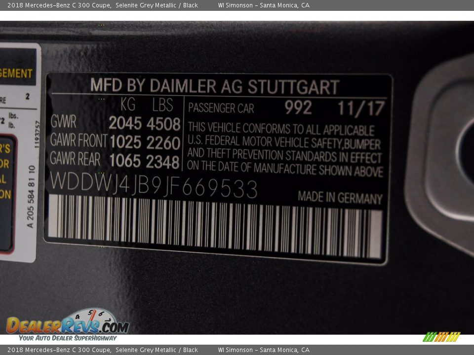 2018 Mercedes-Benz C 300 Coupe Selenite Grey Metallic / Black Photo #10