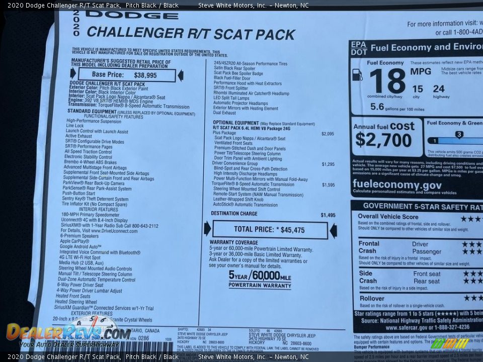 2020 Dodge Challenger R/T Scat Pack Pitch Black / Black Photo #26