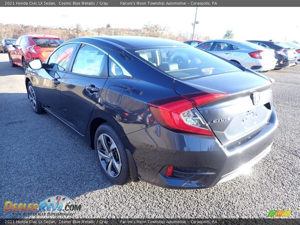 2021 Honda Civic LX Sedan Cosmic Blue Metallic / Gray Photo #3