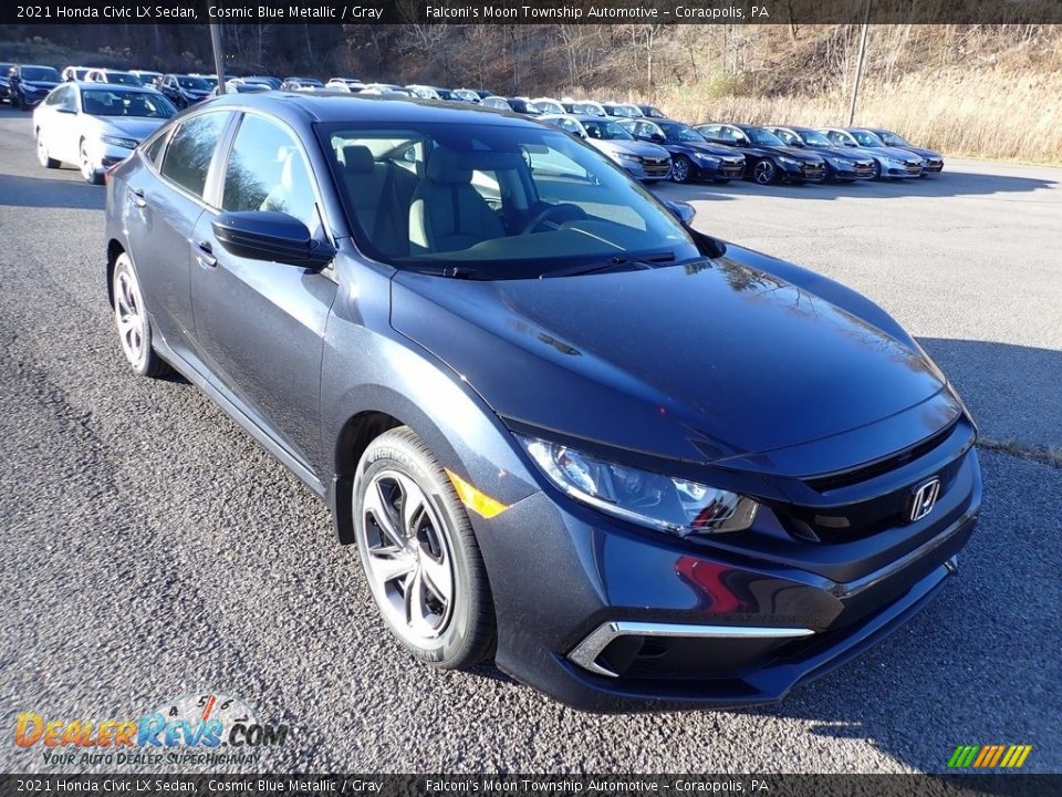 2021 Honda Civic LX Sedan Cosmic Blue Metallic / Gray Photo #7