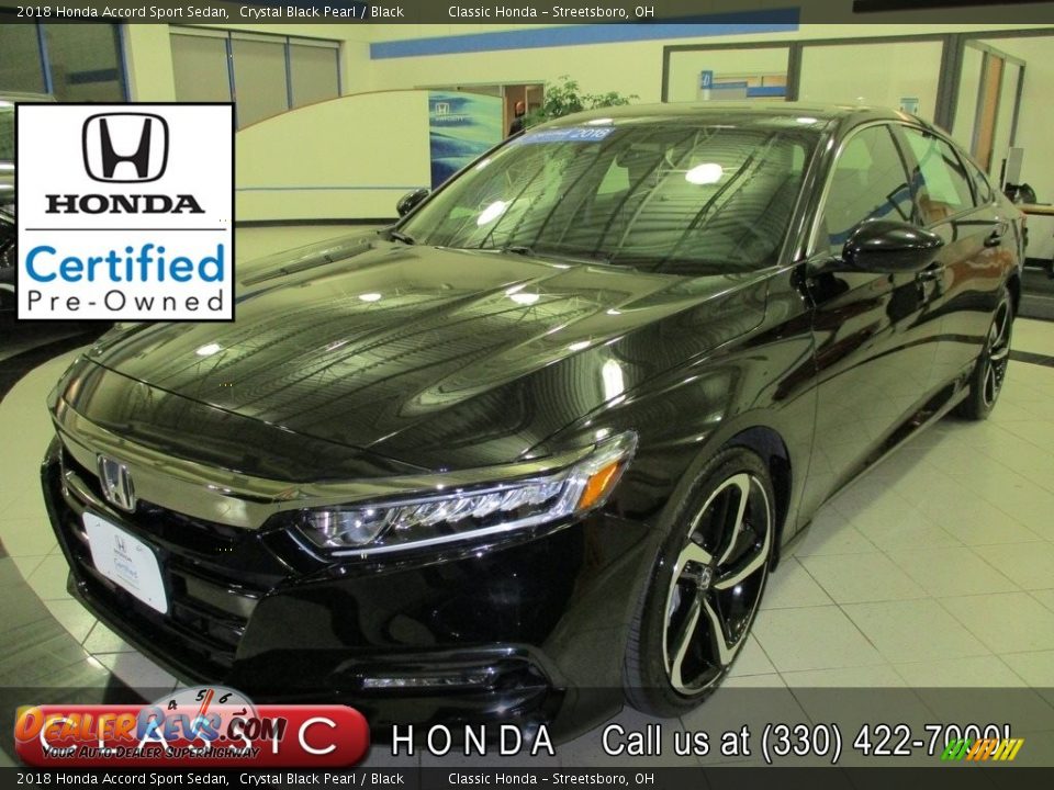 2018 Honda Accord Sport Sedan Crystal Black Pearl / Black Photo #1