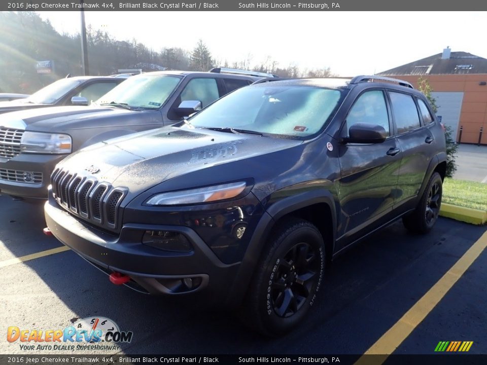 2016 Jeep Cherokee Trailhawk 4x4 Brilliant Black Crystal Pearl / Black Photo #1