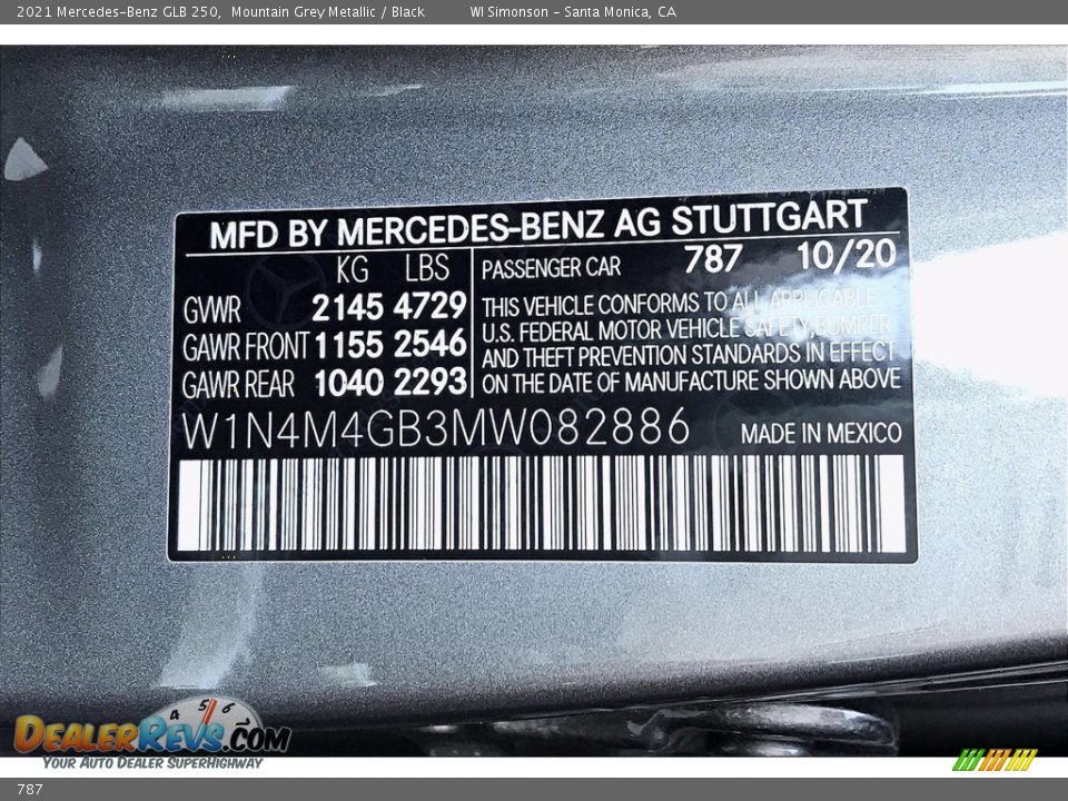 Mercedes-Benz Color Code 787 Mountain Grey Metallic