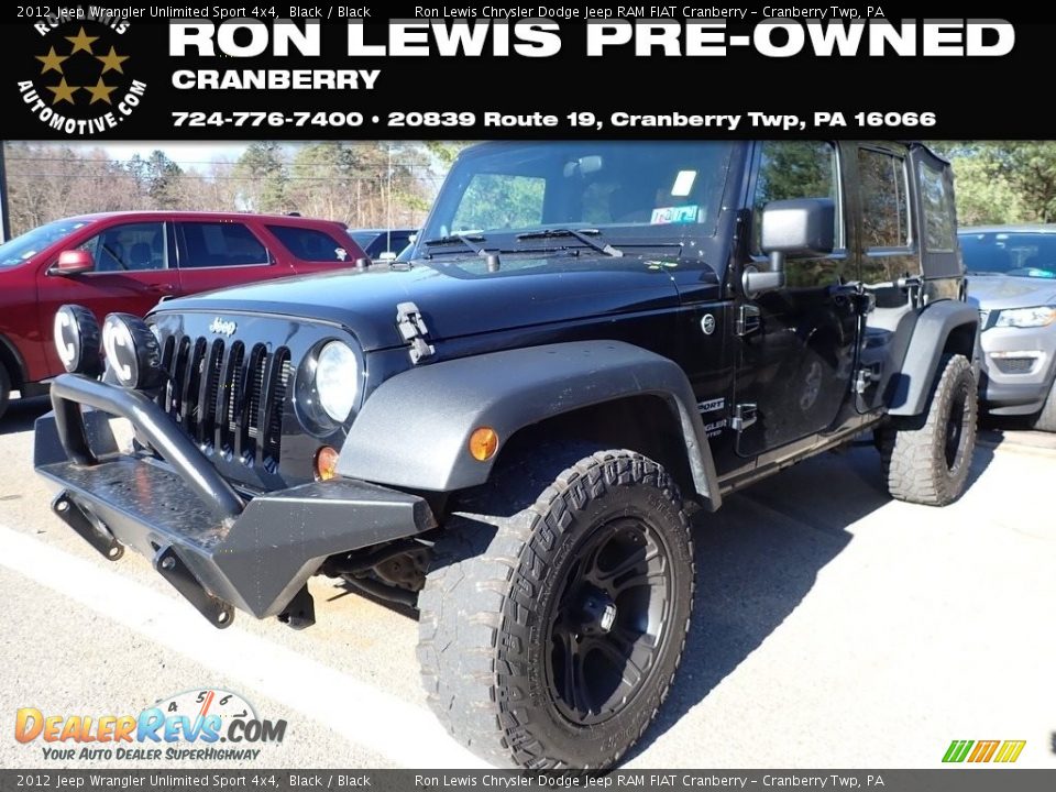 2012 Jeep Wrangler Unlimited Sport 4x4 Black / Black Photo #1