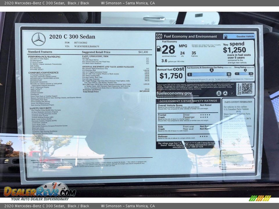 2020 Mercedes-Benz C 300 Sedan Black / Black Photo #10