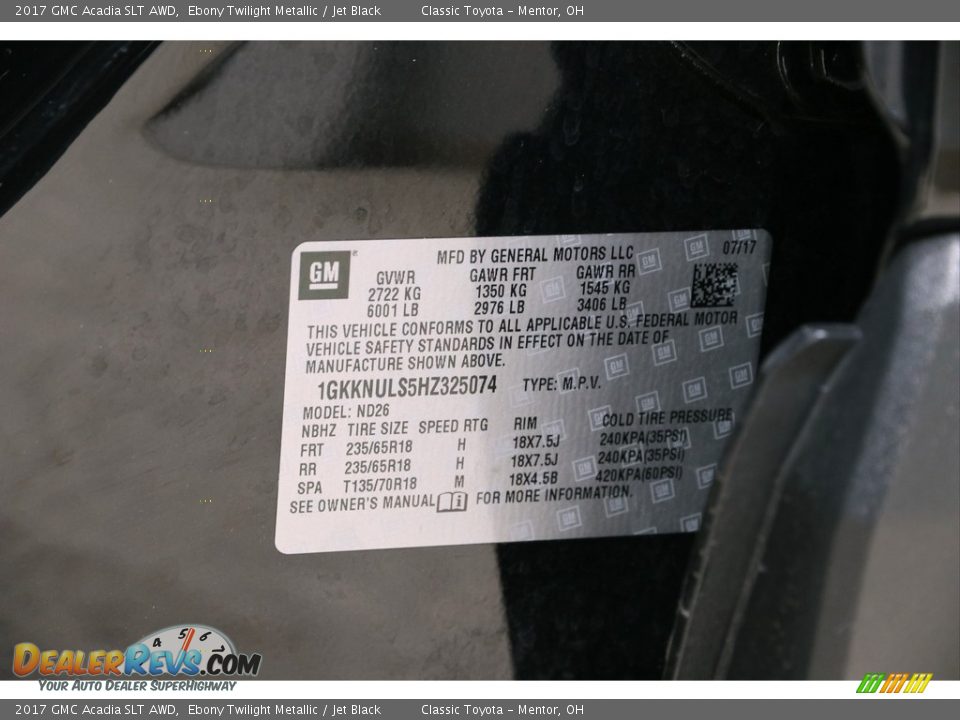 2017 GMC Acadia SLT AWD Ebony Twilight Metallic / Jet Black Photo #23