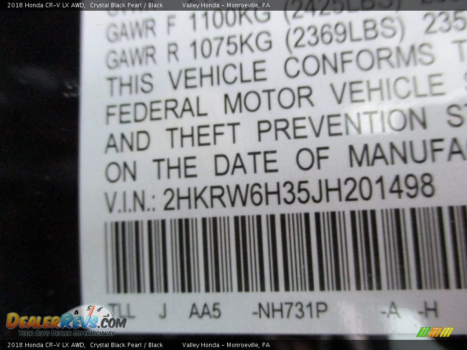 2018 Honda CR-V LX AWD Crystal Black Pearl / Black Photo #19