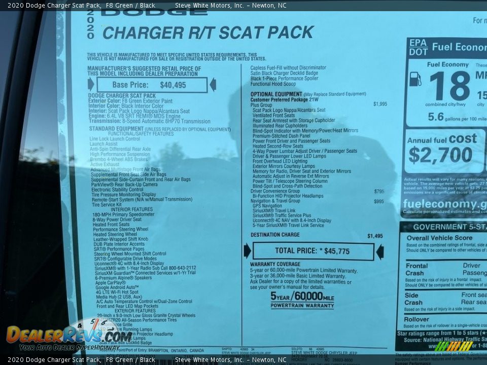 2020 Dodge Charger Scat Pack Window Sticker Photo #29