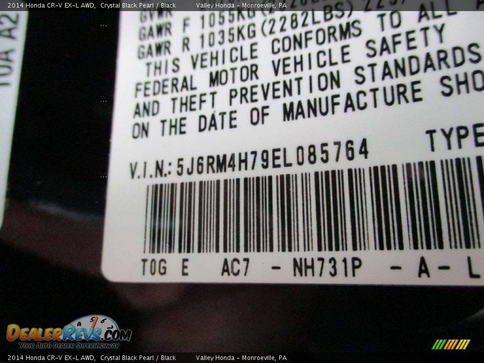 2014 Honda CR-V EX-L AWD Crystal Black Pearl / Black Photo #19