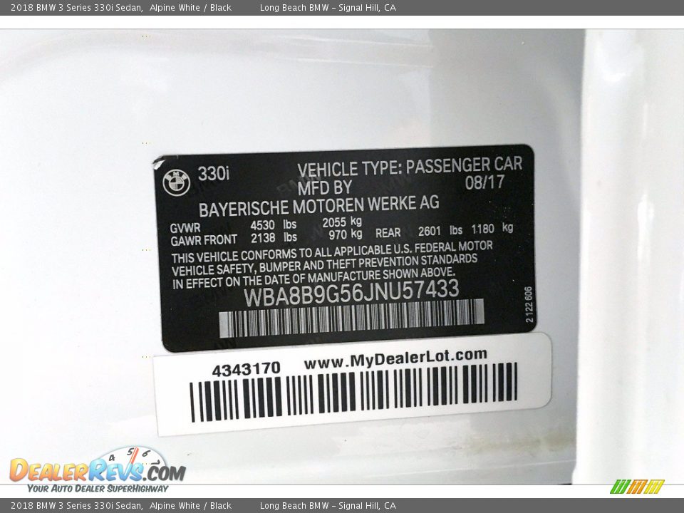 2018 BMW 3 Series 330i Sedan Alpine White / Black Photo #36