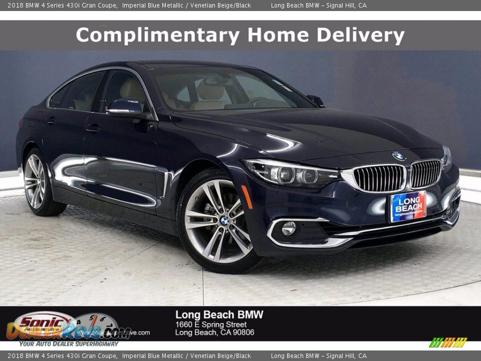 2018 BMW 4 Series 430i Gran Coupe Imperial Blue Metallic / Venetian Beige/Black Photo #1