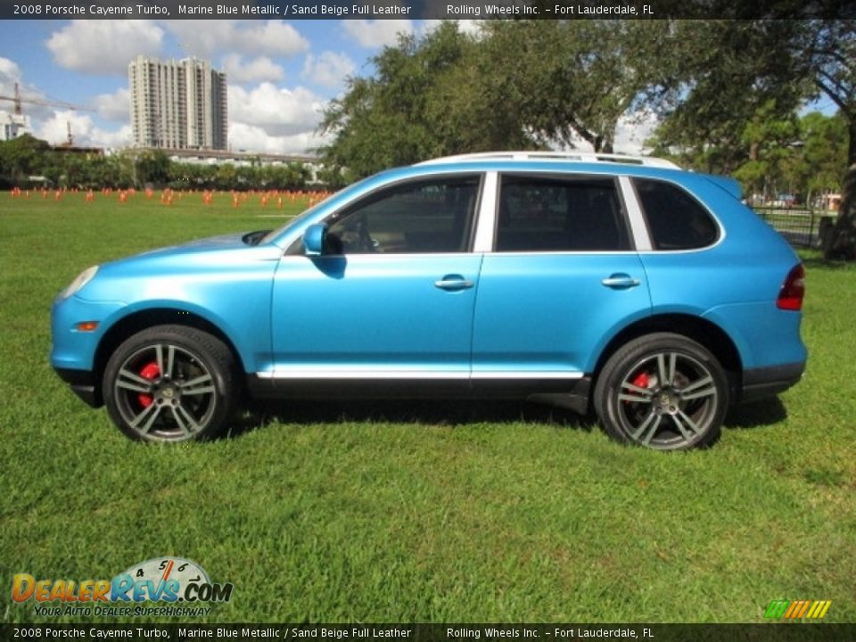2008 Porsche Cayenne Turbo Marine Blue Metallic / Sand Beige Full Leather Photo #3