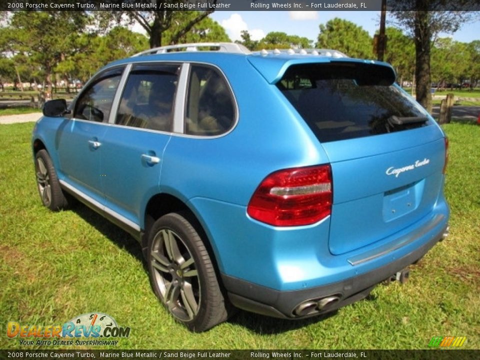 2008 Porsche Cayenne Turbo Marine Blue Metallic / Sand Beige Full Leather Photo #5