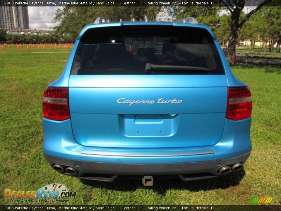 2008 Porsche Cayenne Turbo Marine Blue Metallic / Sand Beige Full Leather Photo #7