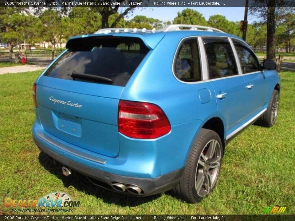2008 Porsche Cayenne Turbo Marine Blue Metallic / Sand Beige Full Leather Photo #9
