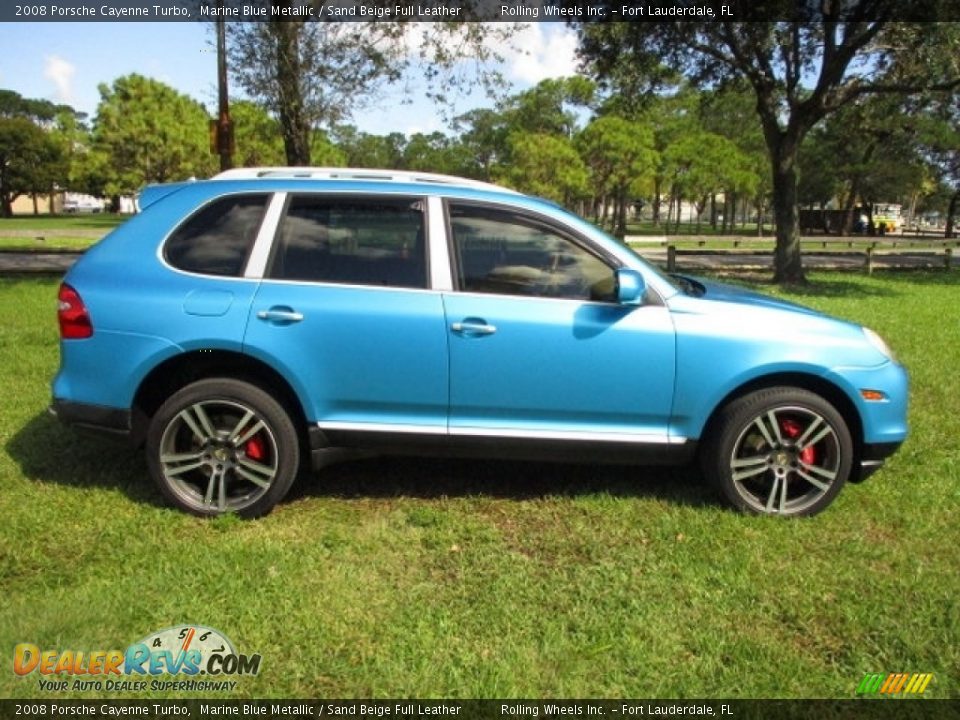 2008 Porsche Cayenne Turbo Marine Blue Metallic / Sand Beige Full Leather Photo #11