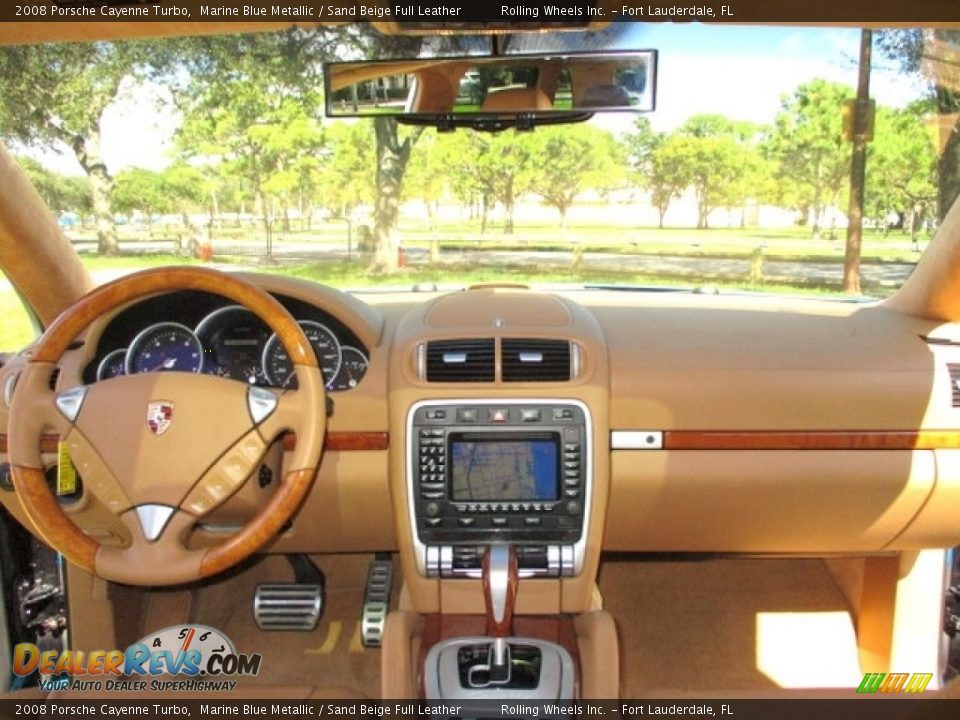 2008 Porsche Cayenne Turbo Marine Blue Metallic / Sand Beige Full Leather Photo #12