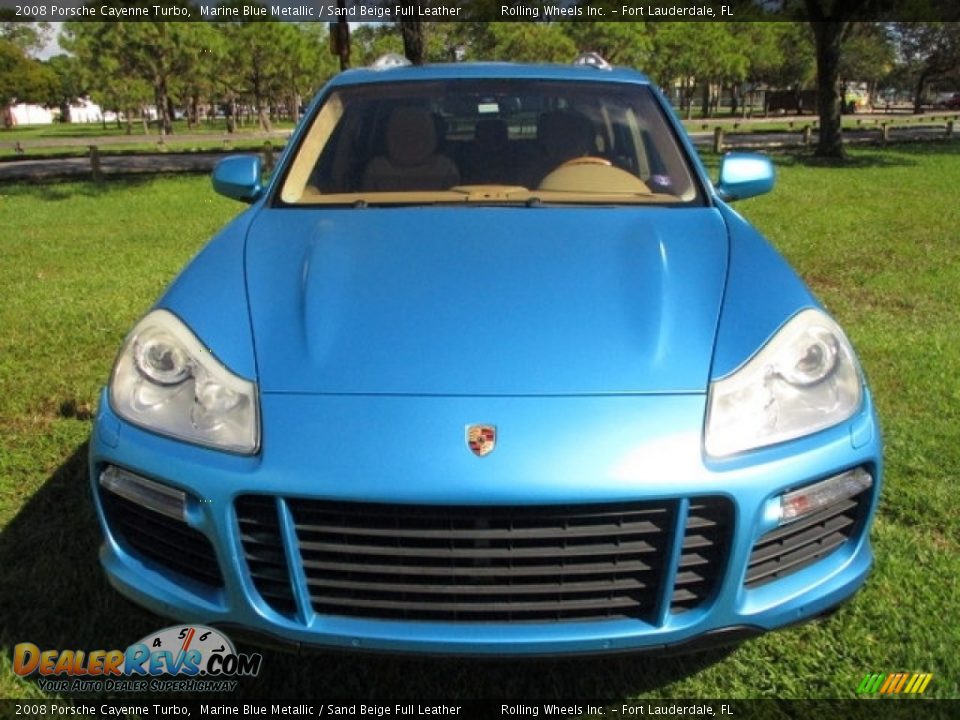 2008 Porsche Cayenne Turbo Marine Blue Metallic / Sand Beige Full Leather Photo #15