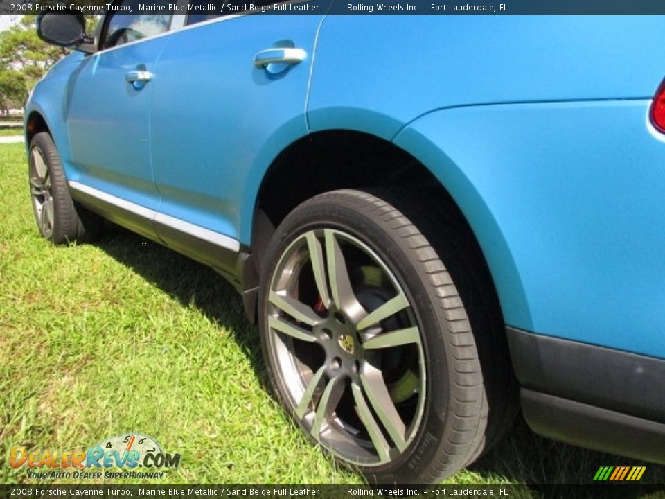 2008 Porsche Cayenne Turbo Marine Blue Metallic / Sand Beige Full Leather Photo #22