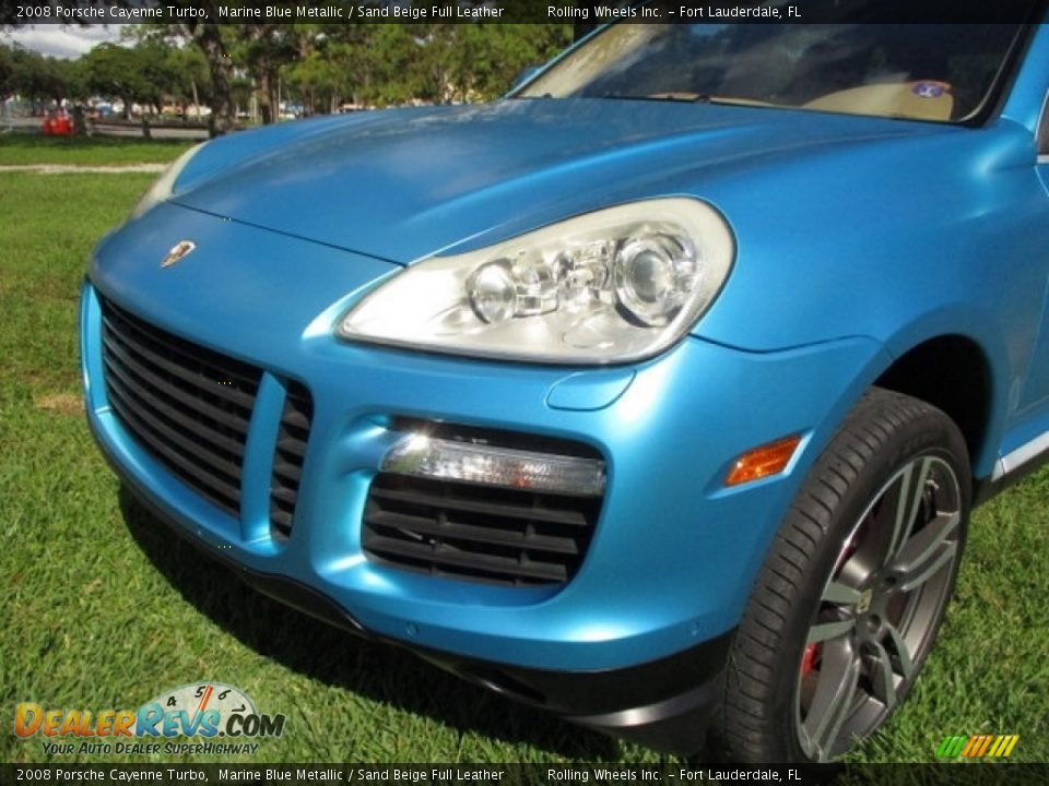 2008 Porsche Cayenne Turbo Marine Blue Metallic / Sand Beige Full Leather Photo #25